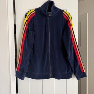 Mossimo Y2K Terry Cloth Track Jacket Navy Rainbow XL